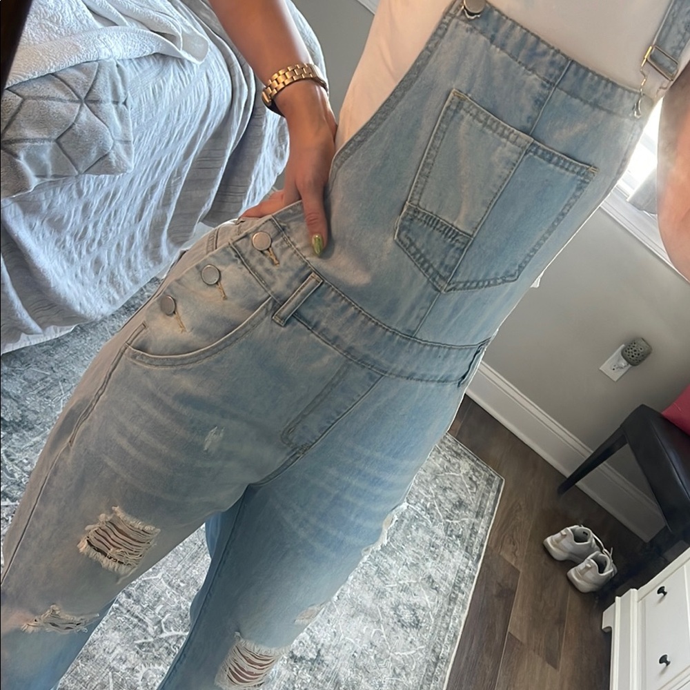 Women's Light Blue Denim Overalls